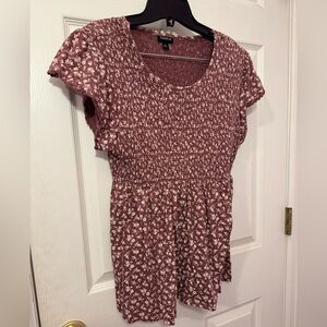 Torrid Burgundy Floral Smocked Blouse 0x like new